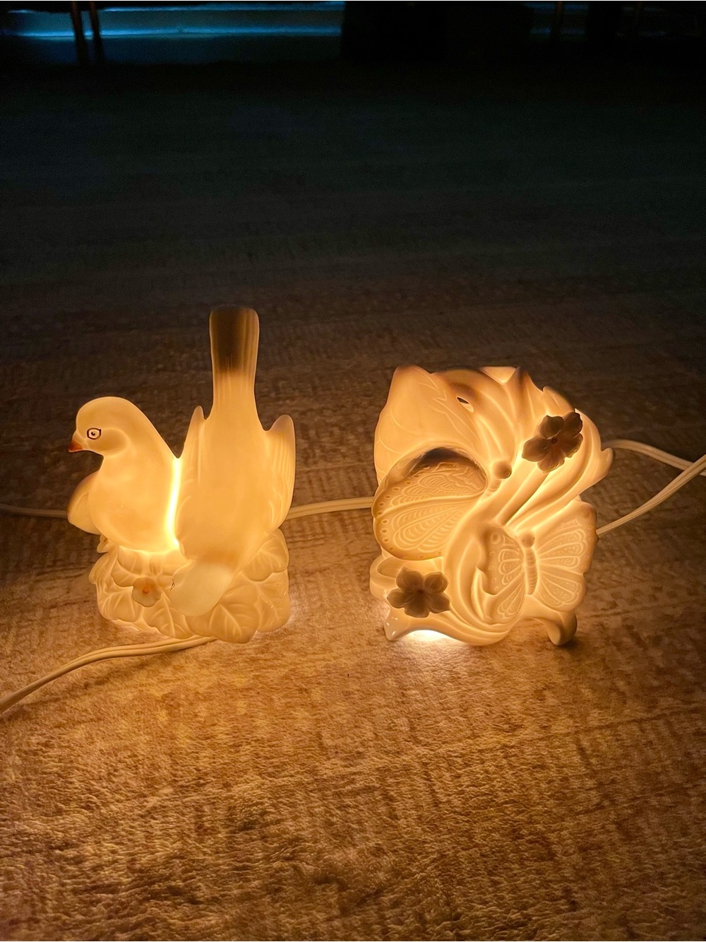 IWRice & Co vintage portable lamps birds and butterfly set